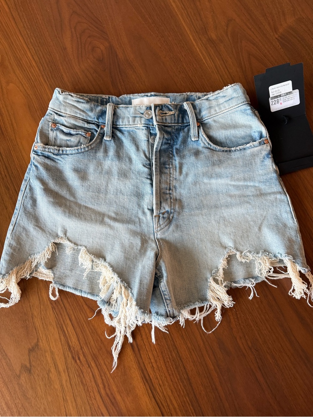 MOTHER Ultra High Waisted Tomcat Fray Denim Shorts - color: I Confess - Picture 6 of 11